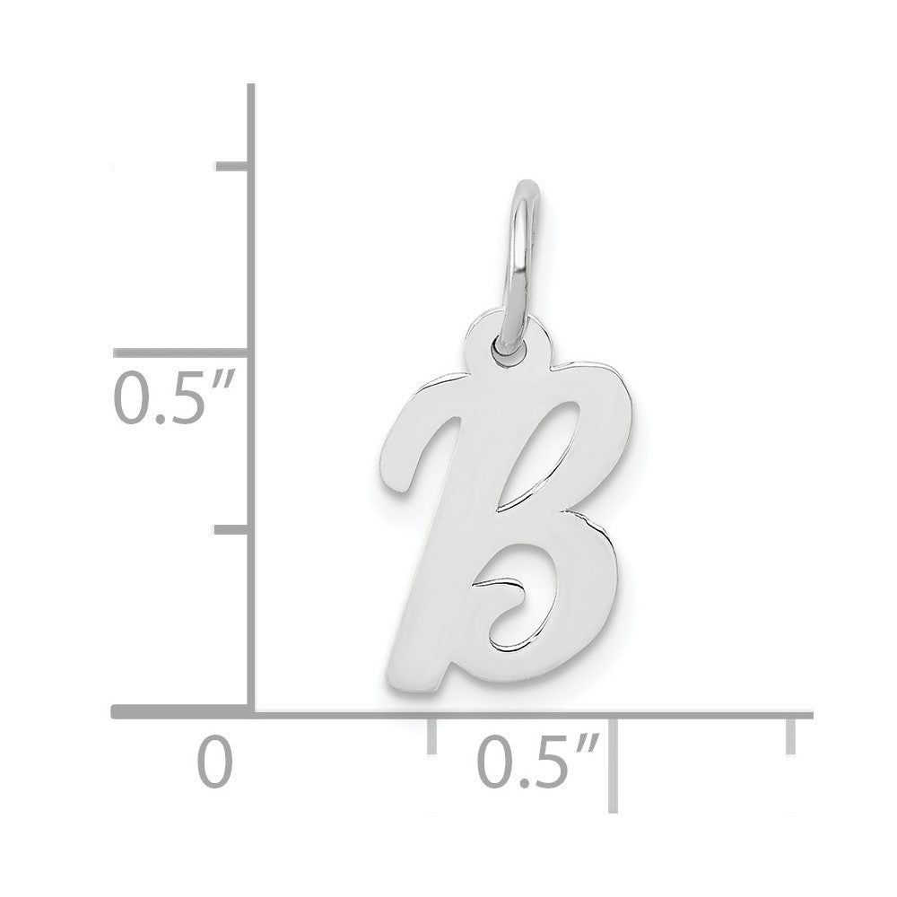 10K Weißgold Klein Schreibschrift Initiale B Charm