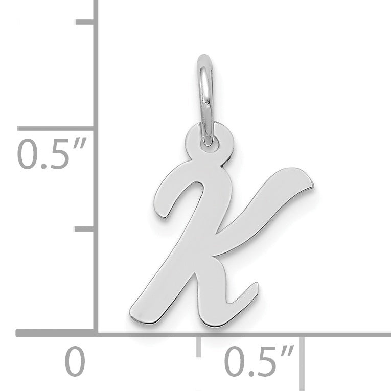10K Weißgold Klein Schreibschrift Initiale K Charm