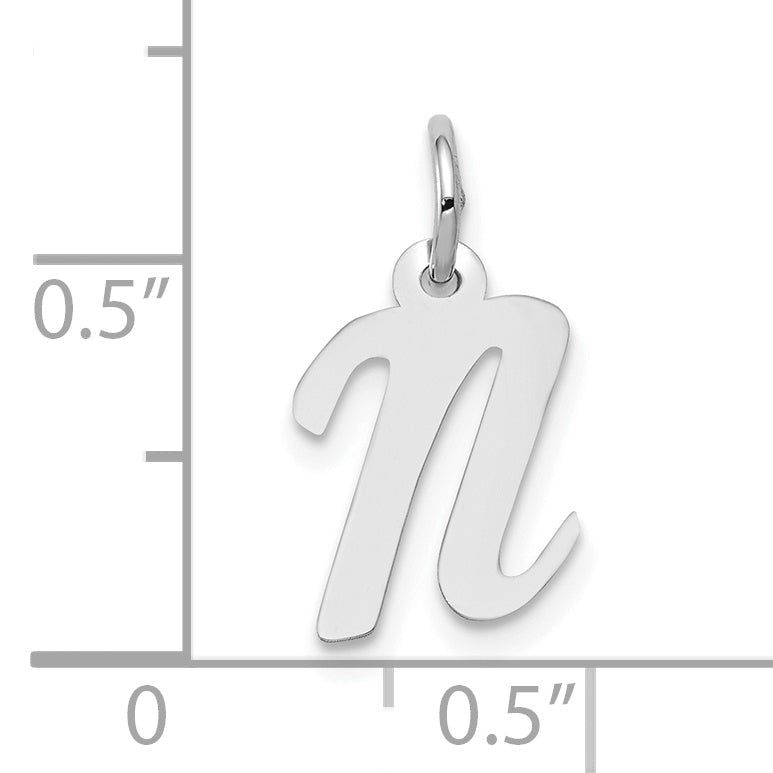 10K Weißgold Klein Schreibschrift Initiale N Charm