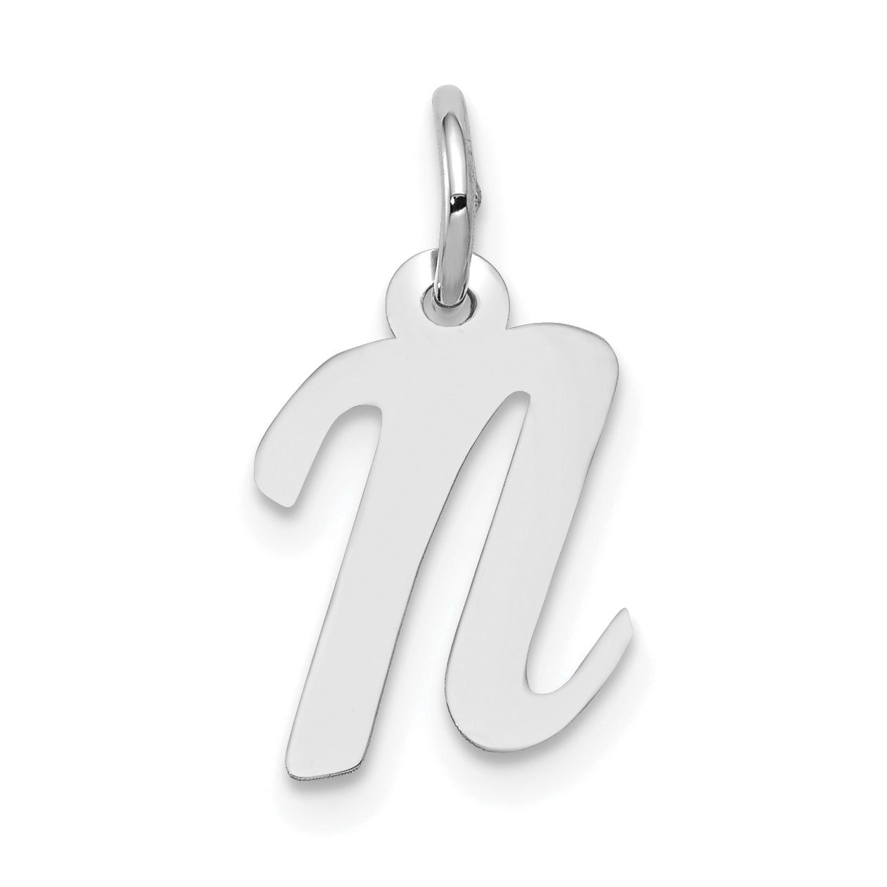 10K Weißgold Klein Schreibschrift Initiale N Charm