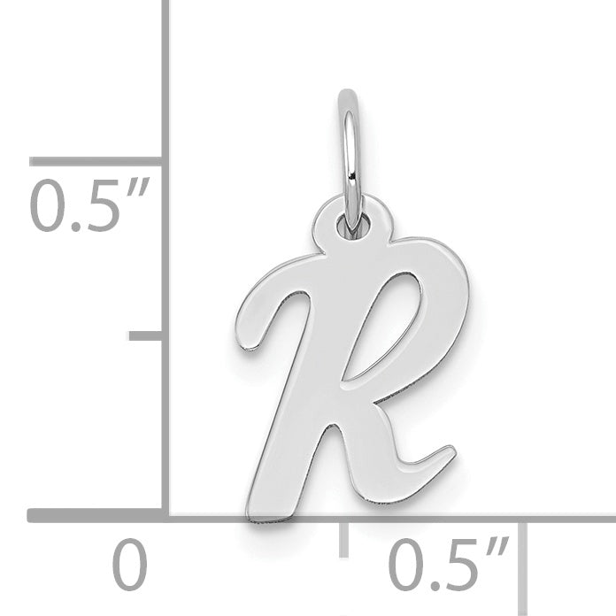 10K Weißgold Klein Schreibschrift Initiale R Charm