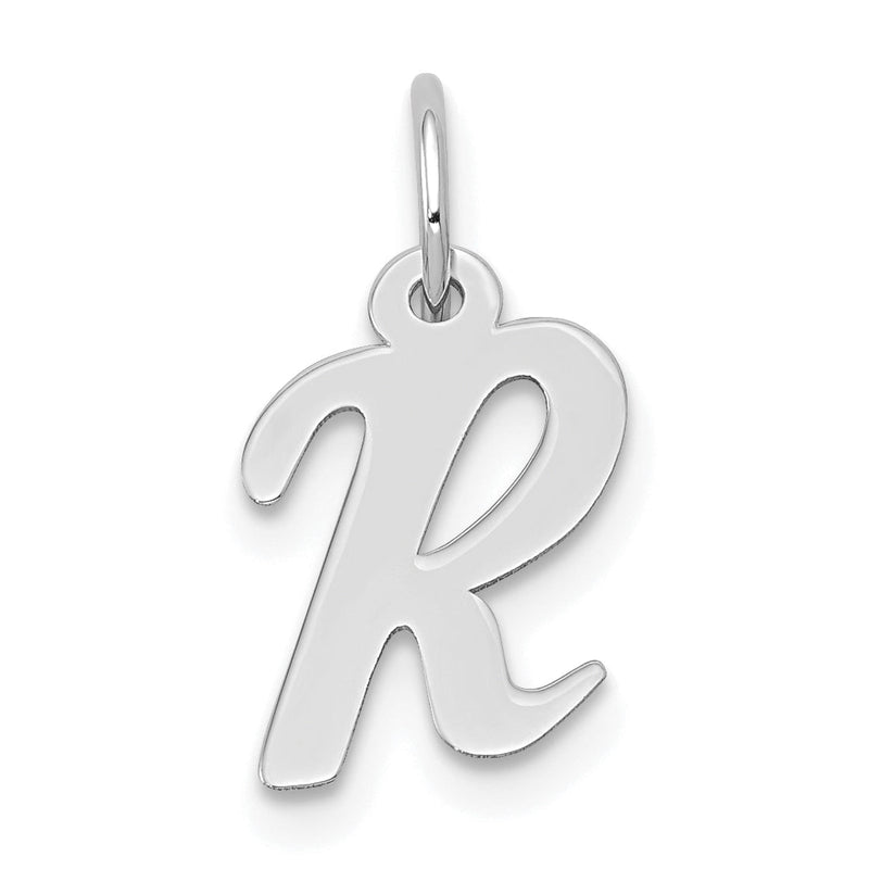 10K Weißgold Klein Schreibschrift Initiale R Charm