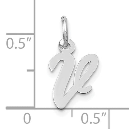 10K Weißgold Klein Schreibschrift Initiale V Charm