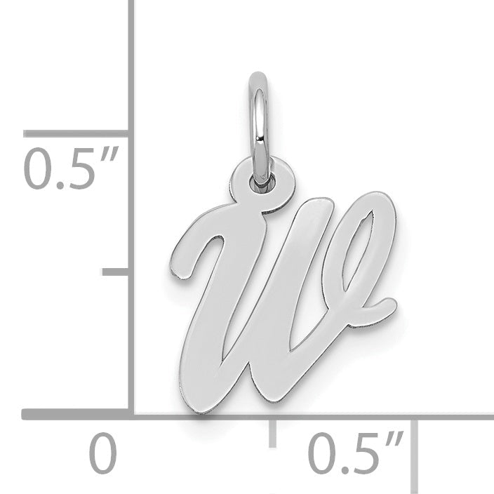 10K Weißgold Klein Schreibschrift Initiale W Charm