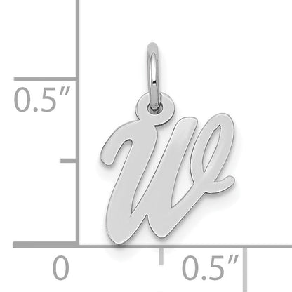 10K Weißgold Klein Schreibschrift Initiale W Charm