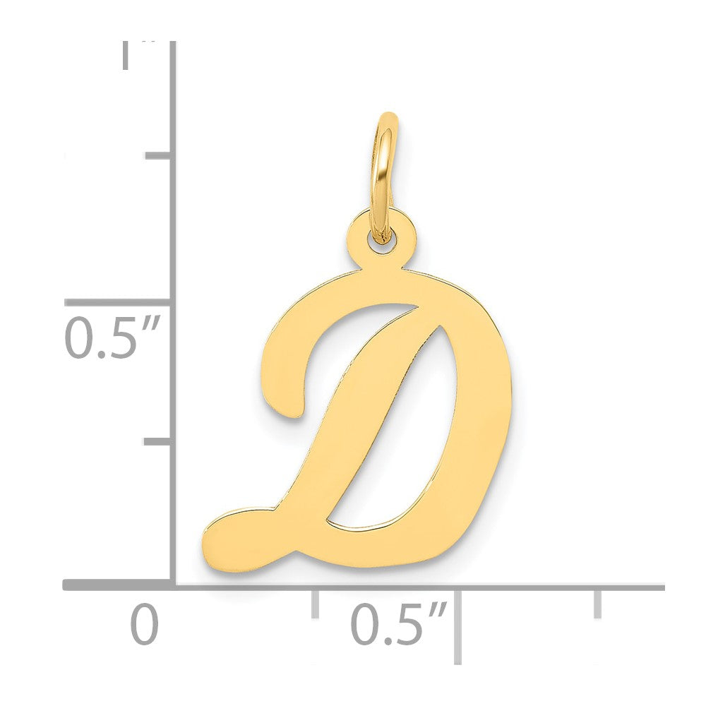 10K Gelbgold 10K Mittel Schreibschrift Buchstabe D Initiale Charm