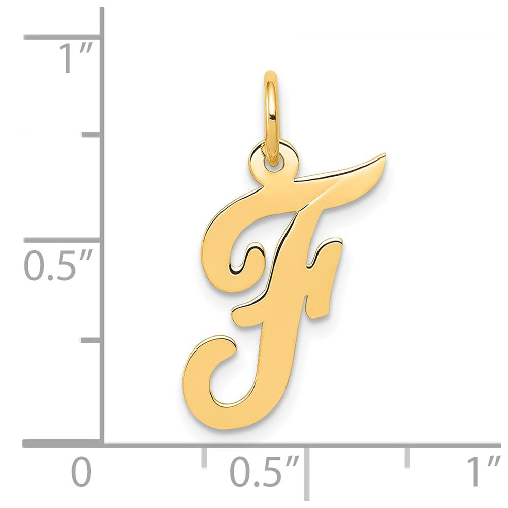10K Gelbgold 10K Mittel Schreibschrift Buchstabe F Initiale Charm