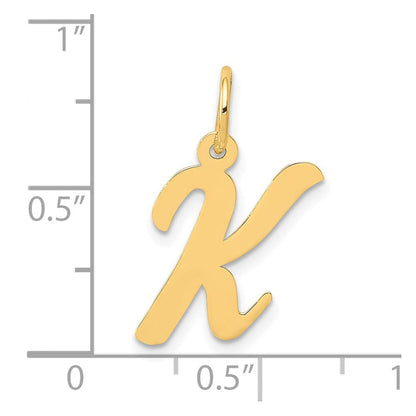 10K Gelbgold 10K Mittel Schreibschrift Buchstabe K Initiale Charm