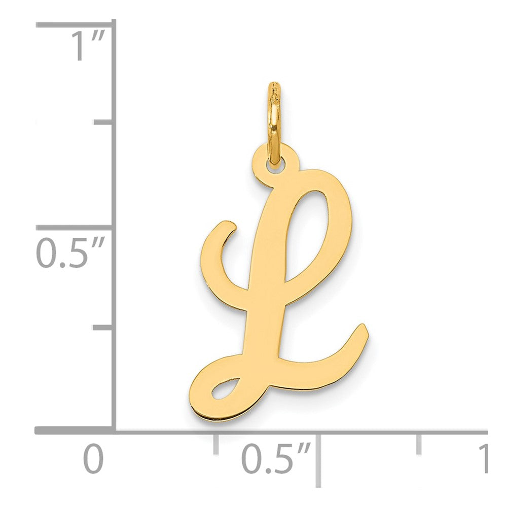 10K Gelbgold 10K Mittel Schreibschrift Buchstabe L Initiale Charm