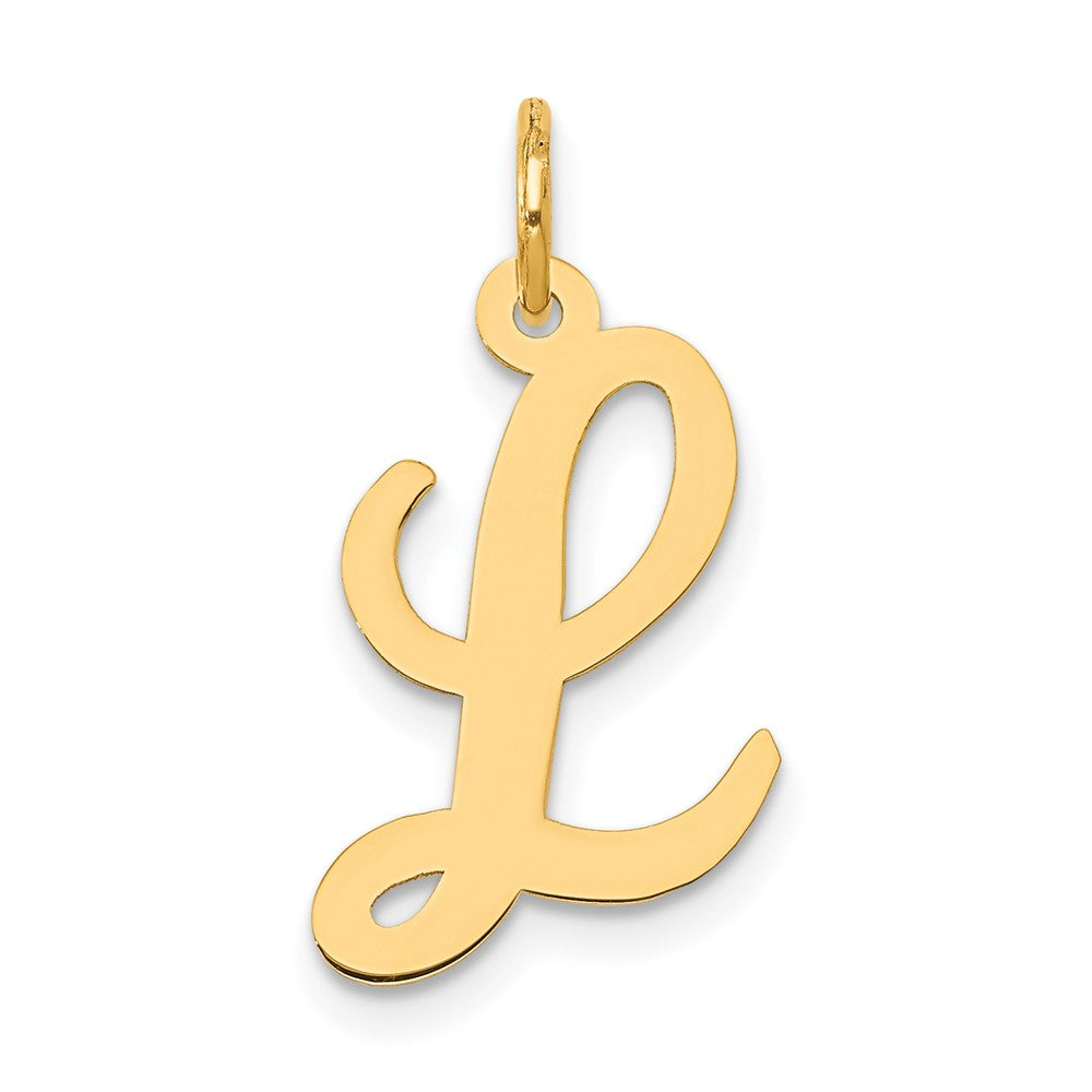 10K Gelbgold 10K Mittel Schreibschrift Buchstabe L Initiale Charm