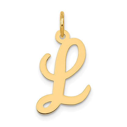 10K Gelbgold 10K Mittel Schreibschrift Buchstabe L Initiale Charm