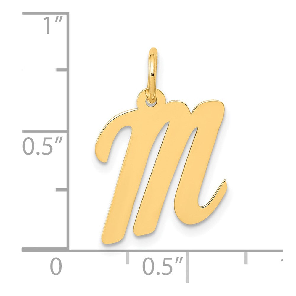 10K Gelbgold 10K Mittel Schreibschrift Buchstabe M Initiale Charm