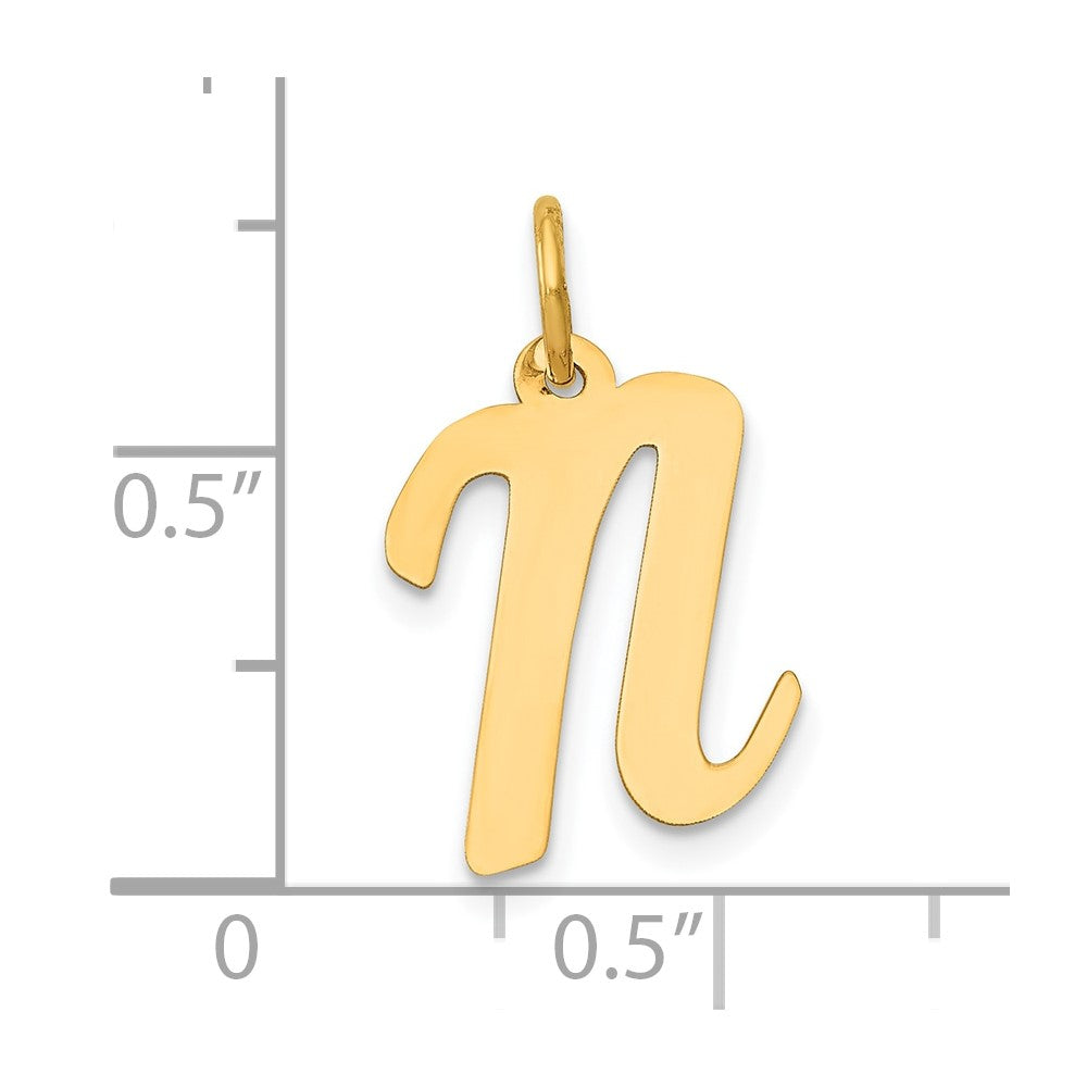 10K Gelbgold 10K Mittel Schreibschrift Buchstabe N Initiale Charm