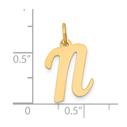 10K Gelbgold 10K Mittel Schreibschrift Buchstabe N Initiale Charm