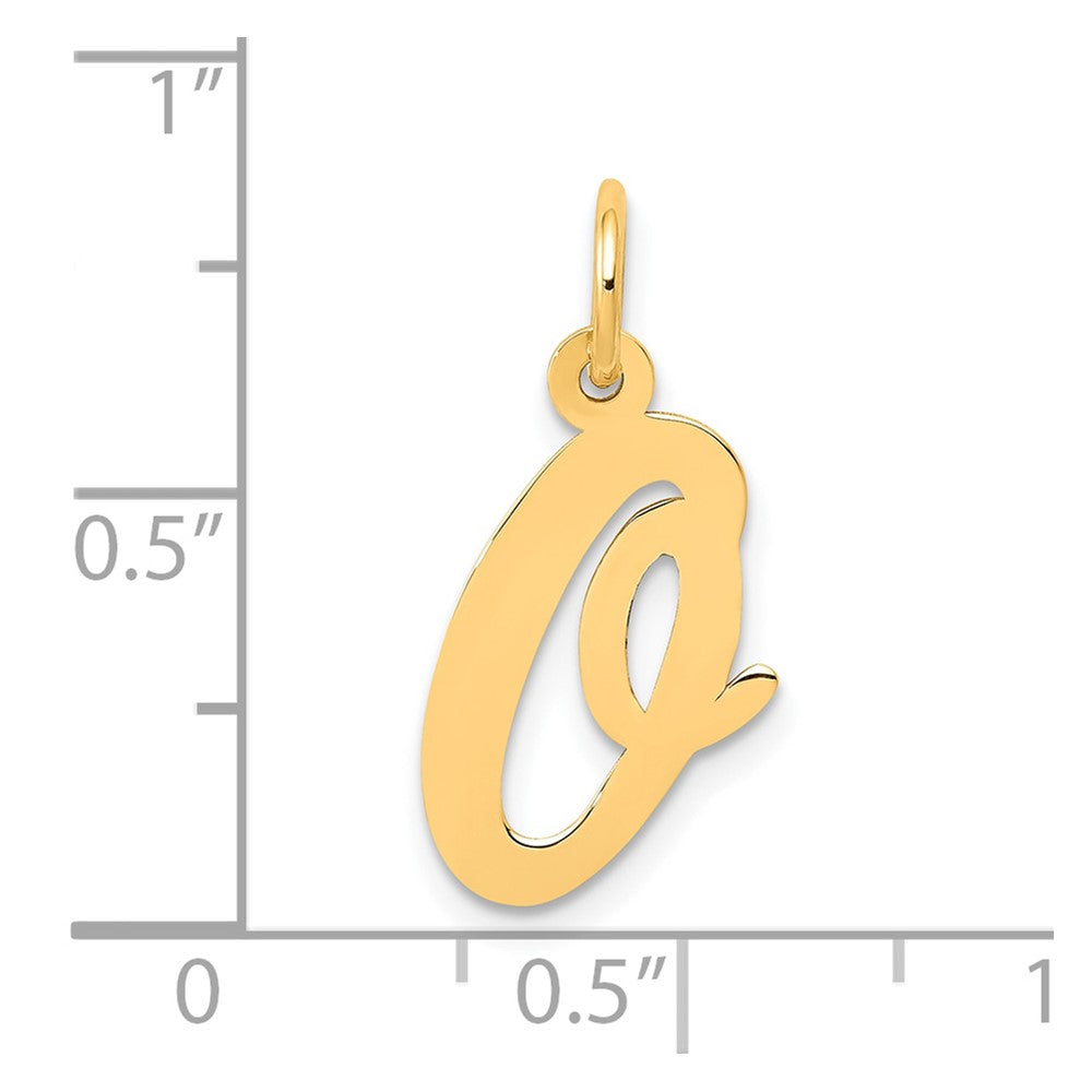 10K Gelbgold 10K Mittel Schreibschrift Buchstabe O Initiale Charm