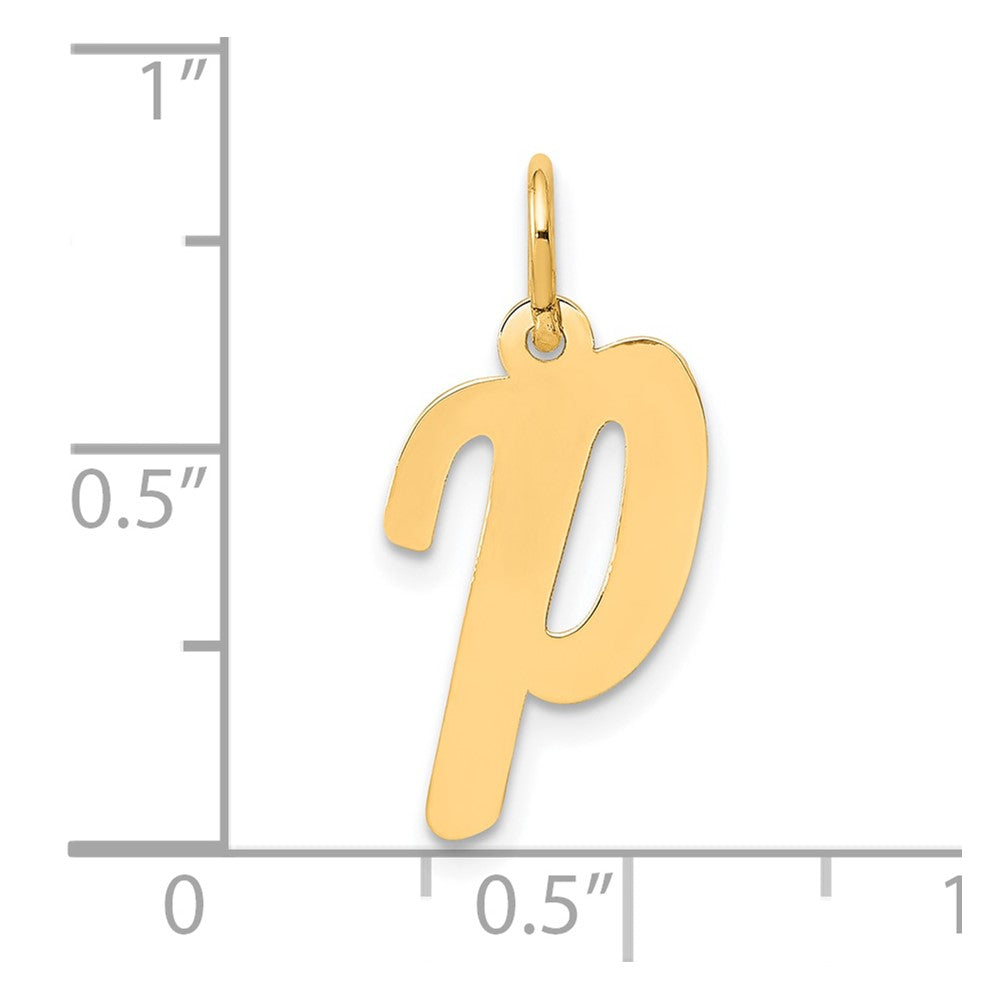 10K Gelbgold 10K Mittel Schreibschrift Buchstabe P Initiale Charm