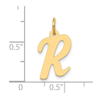 10K Gelbgold 10K Mittel Schreibschrift Buchstabe R Initiale Charm