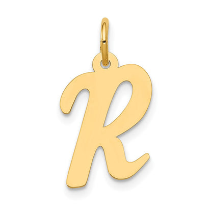 10K Gelbgold 10K Mittel Schreibschrift Buchstabe R Initiale Charm