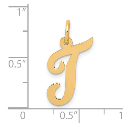10K Gelbgold 10K Mittel Schreibschrift Buchstabe T Initiale Charm