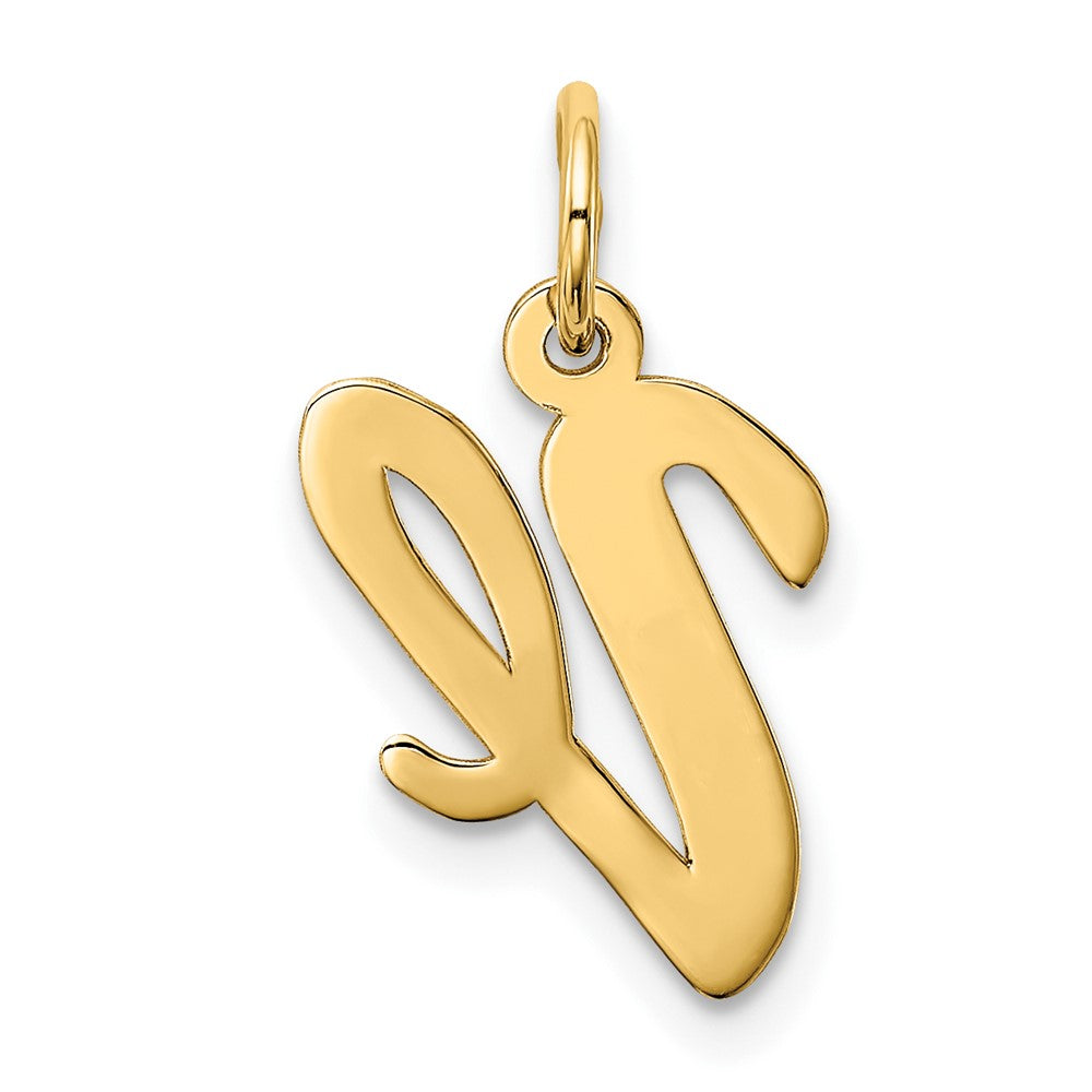 10K Gelbgold 10K Mittel Schreibschrift Buchstabe V Initiale Charm