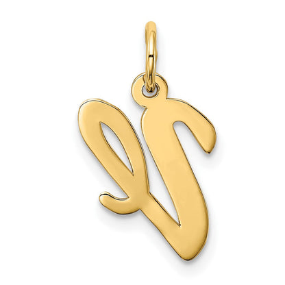 10K Gelbgold 10K Mittel Schreibschrift Buchstabe V Initiale Charm