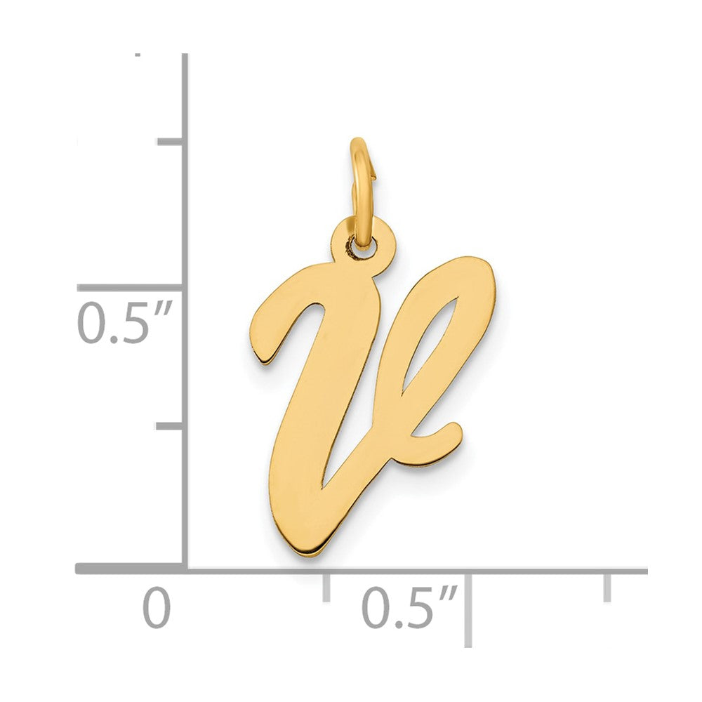10K Gelbgold 10K Mittel Schreibschrift Buchstabe V Initiale Charm