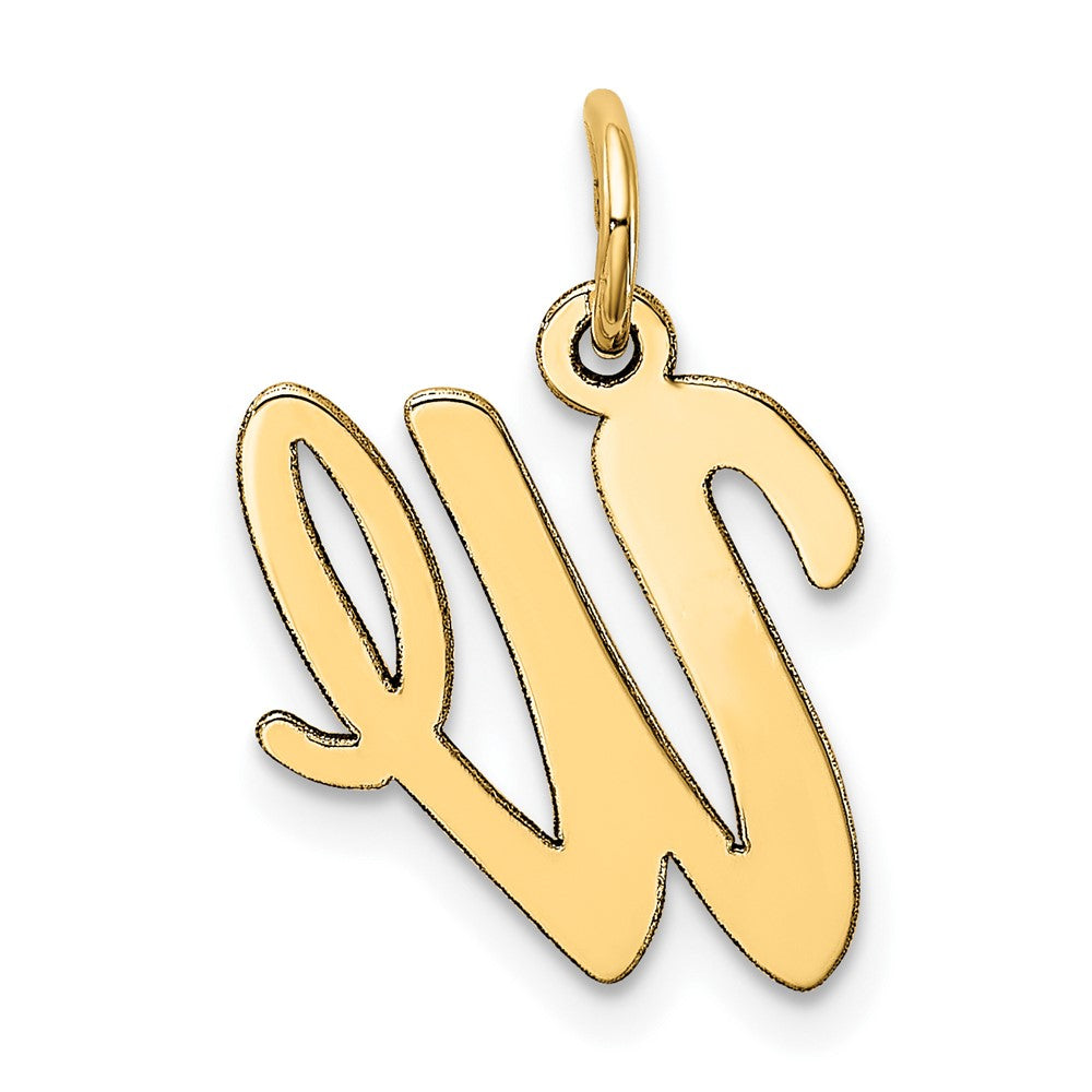 10K Gelbgold 10K Mittel Schreibschrift Buchstabe W Initiale Charm