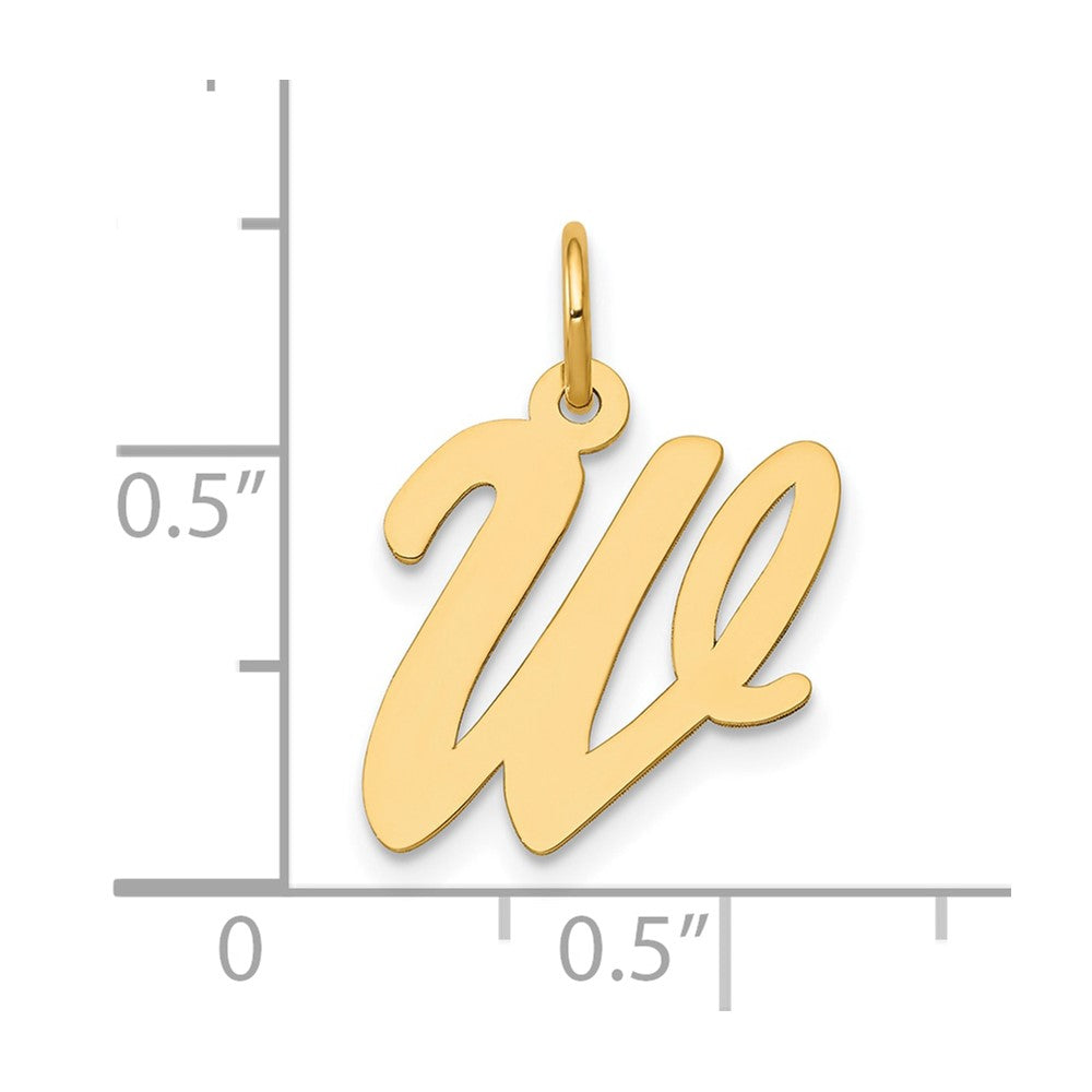 10K Gelbgold 10K Mittel Schreibschrift Buchstabe W Initiale Charm