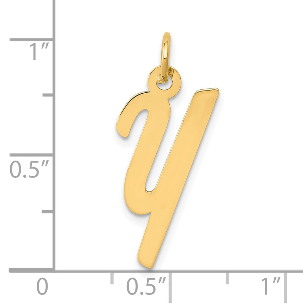 10K Gelbgold 10K Mittel Schreibschrift Buchstabe Y Initiale Charm