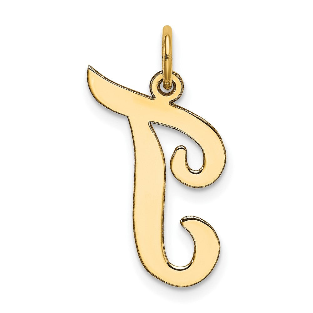 10K Gelbgold Groß Schreibschrift Buchstabe T Initiale Charm