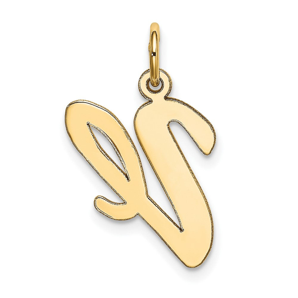 10K Gelbgold Groß Schreibschrift Buchstabe V Initiale Charm