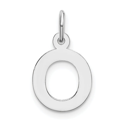 10K Weißgold Klein Block Initiale O Charm