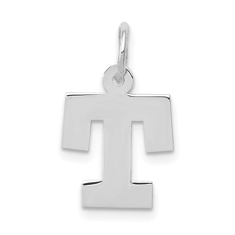 10K Weißgold Klein Block Initiale T Charm