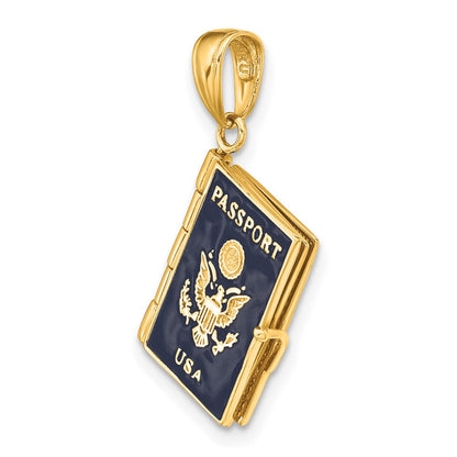 10K Gelbgold 10K Emaille 3-d Passport Anhänger