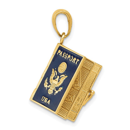 10K Gelbgold 10K Emaille 3-d Passport Anhänger