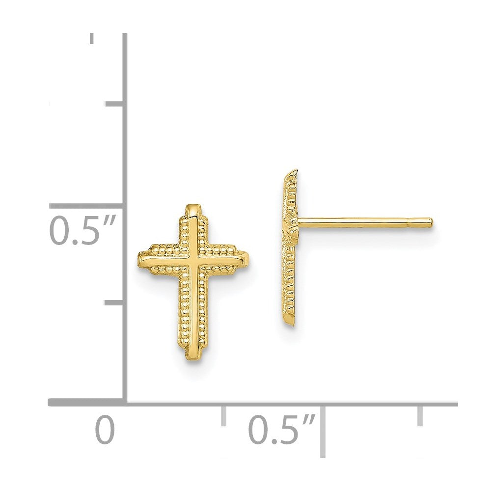 10K Gelbgold Poliert Kreuz Ohrstecker