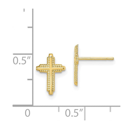 10K Gelbgold Poliert Kreuz Ohrstecker