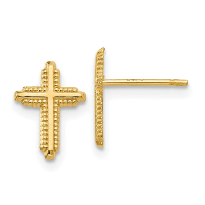 10K Gelbgold Poliert Kreuz Ohrstecker