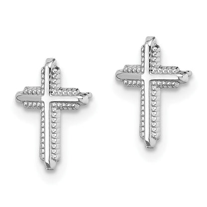 10K Weißgold Poliert Kreuz Ohrstecker