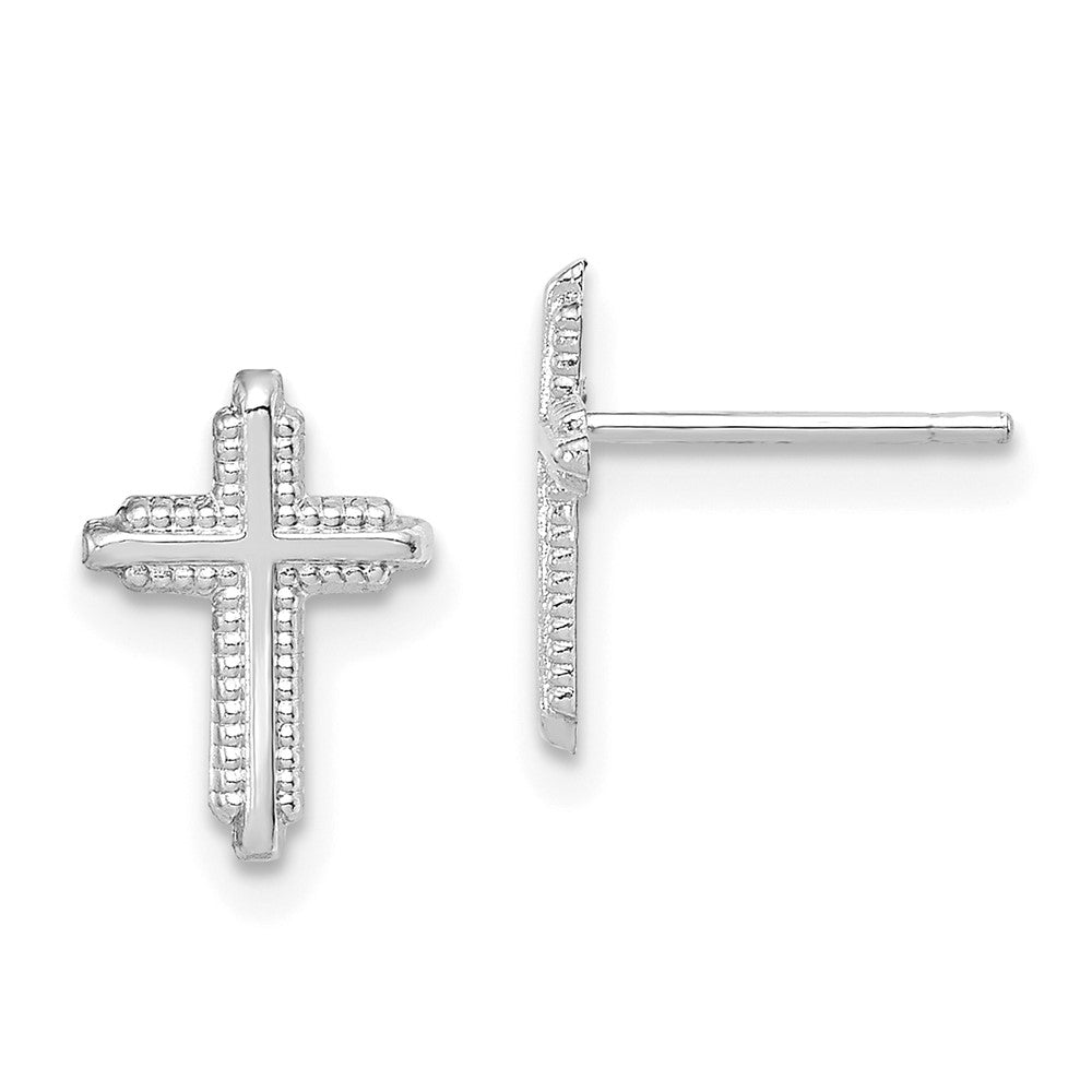 10K Weißgold Poliert Kreuz Ohrstecker