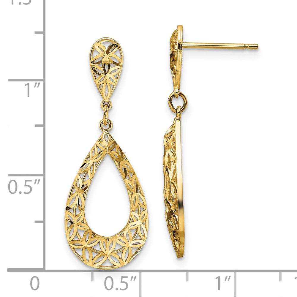 10K Gelbgold Diamantiert Hängend Ohrstecker