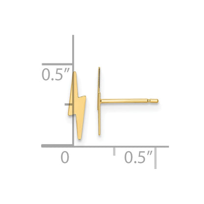 10K Gelbgold Poliert Blitz Bolt Ohrstecker