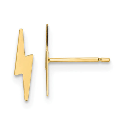 10K Gelbgold Poliert Blitz Bolt Ohrstecker