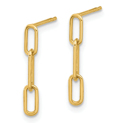 10K Gelbgold 10K Poliert Offen Glieder Stecker Ohrhänger