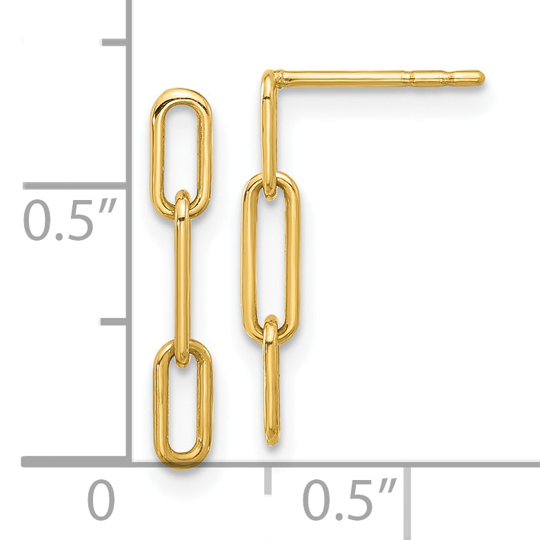 10K Gelbgold 10K Poliert Offen Glieder Stecker Ohrhänger