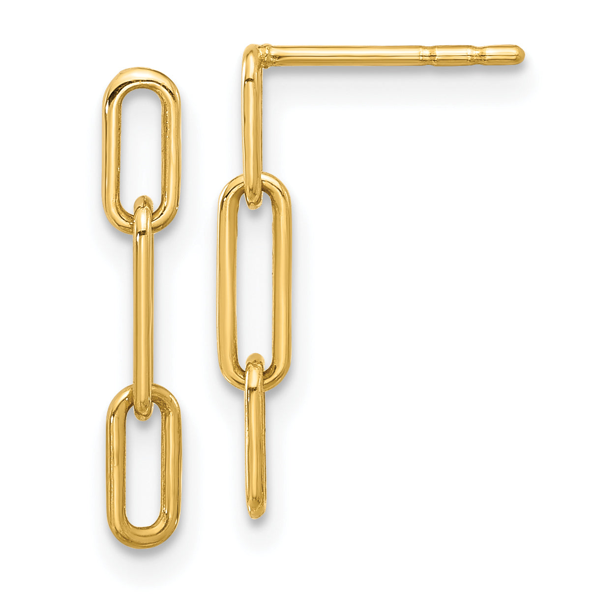 10K Gelbgold 10K Poliert Offen Glieder Stecker Ohrhänger