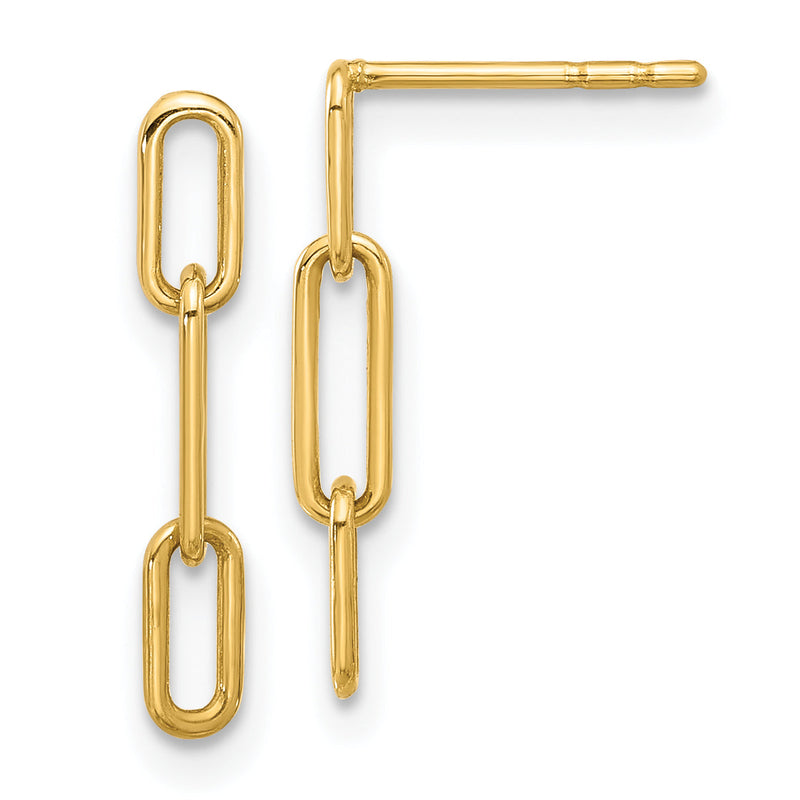 10K Gelbgold 10K Poliert Offen Glieder Stecker Ohrhänger