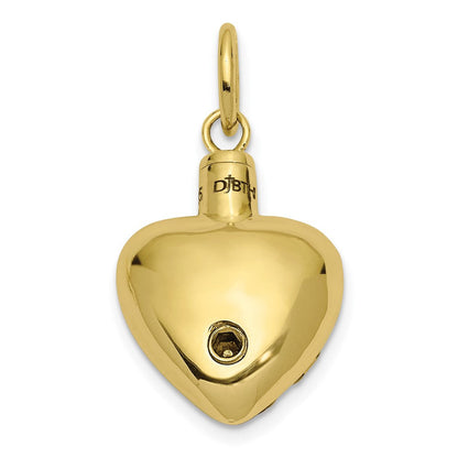 10K Gelbgold Sentimental Expressions Herz Andenken Ash Halter Anhänger