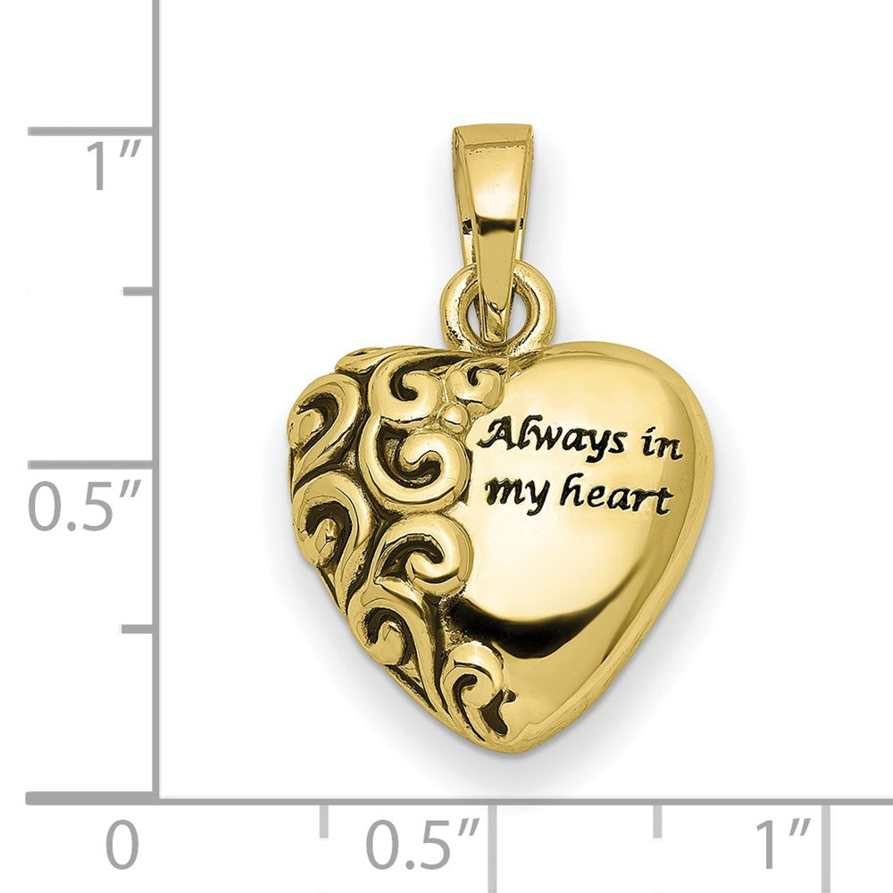 10K Gelbgold Sentimental Expressions Herz Andenken Ash Halter Anhänger