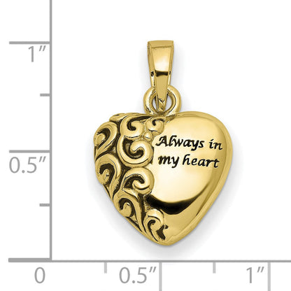 10K Gelbgold Sentimental Expressions Herz Andenken Ash Halter Anhänger